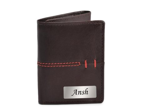 Personalized Genuine Leather Name Men's Tri Fold Wallet | Customized Gift for Boyfriend Friend Husband Father & Son